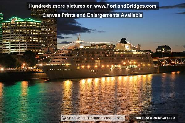 The World Cruise Ship, Docked, Willamette River, Night, Portland, Oregon, June 2009