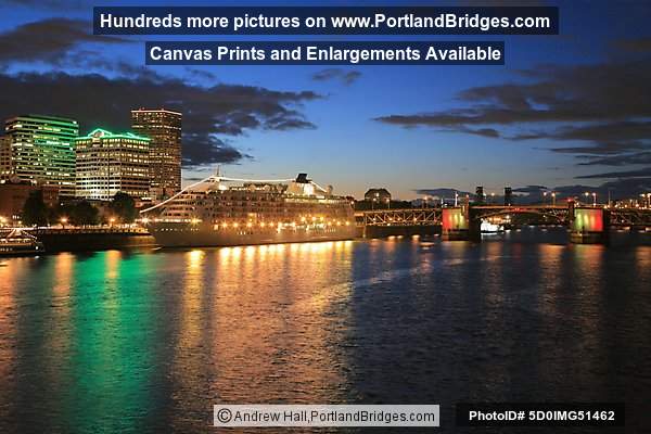 The World Cruise Ship, Docked, Willamette River, Night, Portland, Oregon, June 2009