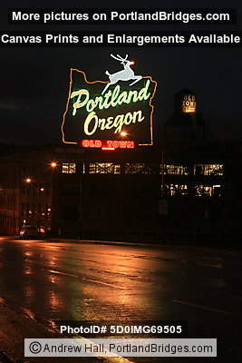 Portland, Oregon Sign, Dusk