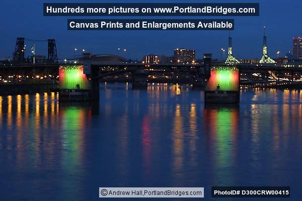 Morrison Bridge, Lighted, Dusk (Portland, Oregon)
