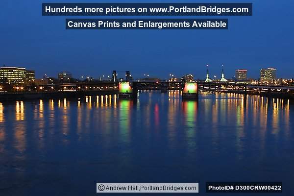 Morrison Bridge, Lighted, Dusk (Portland, Oregon)