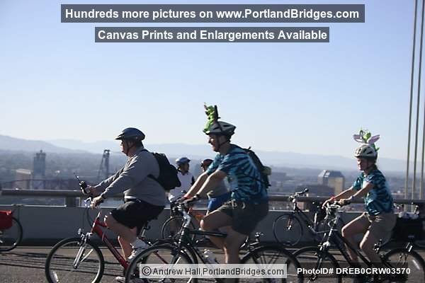 Cyclists on Fremont Bridge, Bridge Pedal, 2004 (Portland, Oregon)