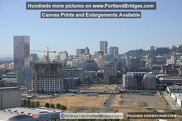 Pearl District Construction, Downtown, from Fremont Bridge (Portland, Oregon)