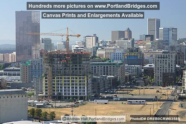 Pearl District Construction, Downtown, from Fremont Bridge (Portland, Oregon)