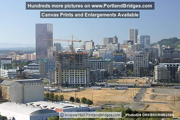Pearl District Construction, Downtown, from Fremont Bridge (Portland, Oregon)