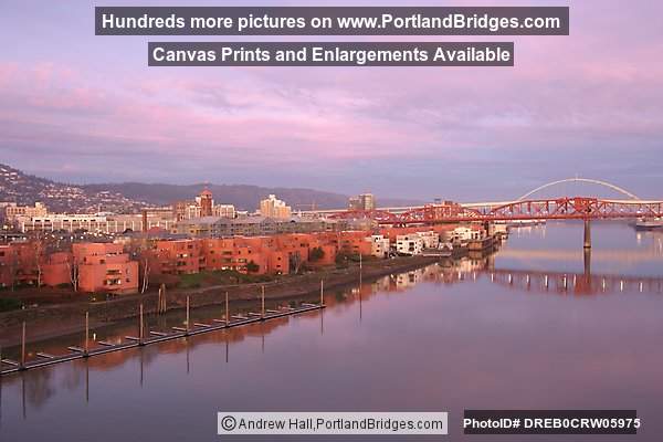McCormick Pier, Broadway Bridge, Willamette River Reflection, Morning (Portland, Oregon)