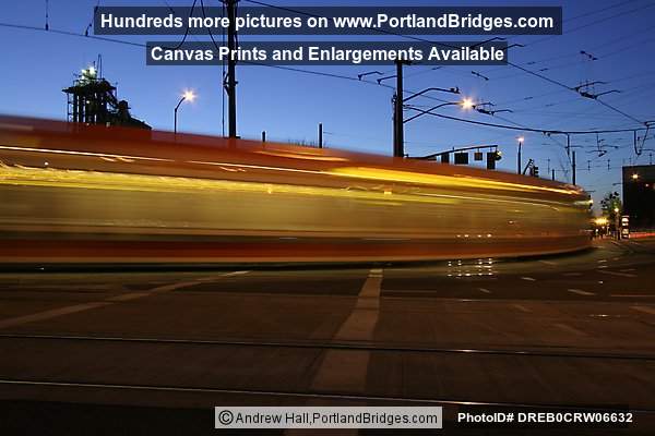 Max Train Streaking By, Rose Quarter, Dusk (Portland, Oregon)