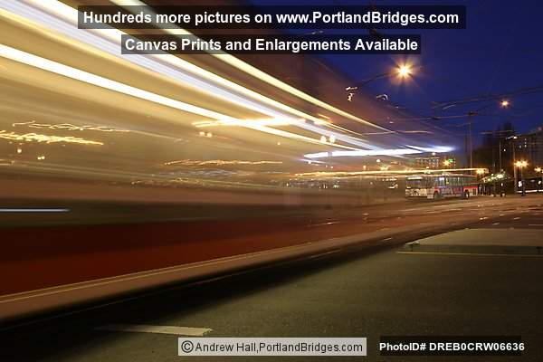 Max Train Streaking By, Rose Quarter, Dusk (Portland, Oregon)