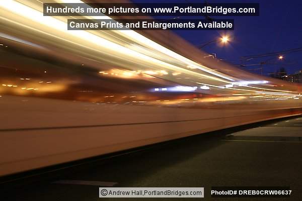 Max Train Streaking By, Rose Quarter, Dusk (Portland, Oregon)