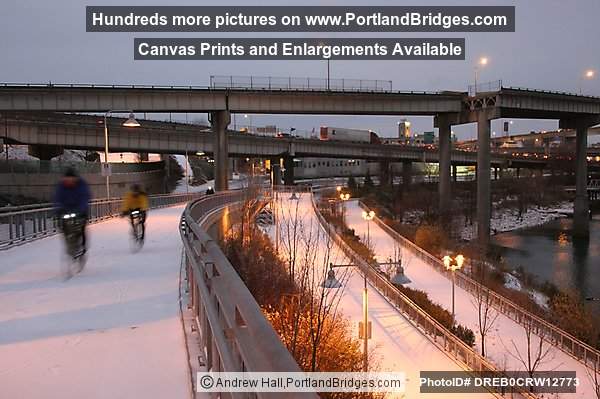 Vera Katz Eastbank Esplanade, in the Snow (Portland, Oregon)