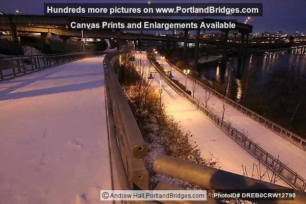 Vera Katz Eastbank Esplanade in the Snow (Portland, Oregon)