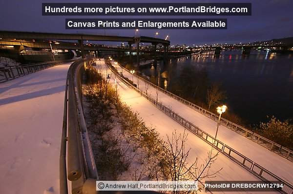 Vera Katz Eastbank Esplanade in the Snow (Portland, Oregon)