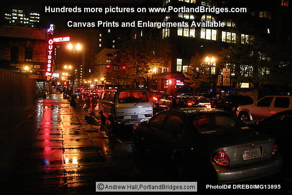 Portland Downtown, Night, Rain