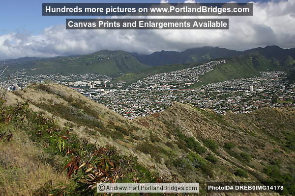 Oahu, Hawaii:  View from Diamond Head top, facing east