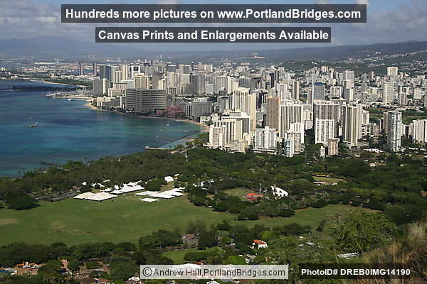 Oahu, Hawaii:  View from Diamond Head top, Honolulu