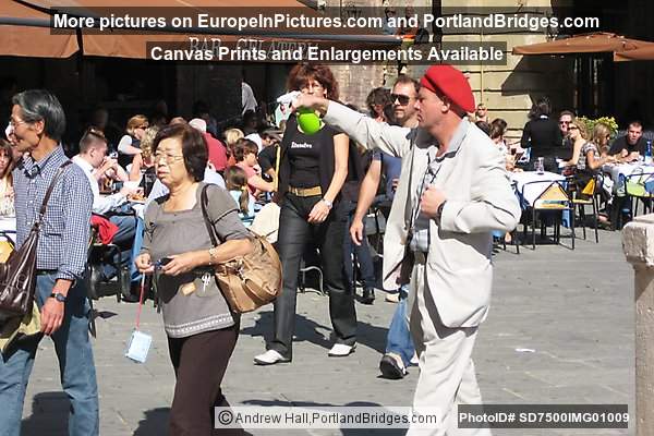 Clown in Siena Town Square, Italy
