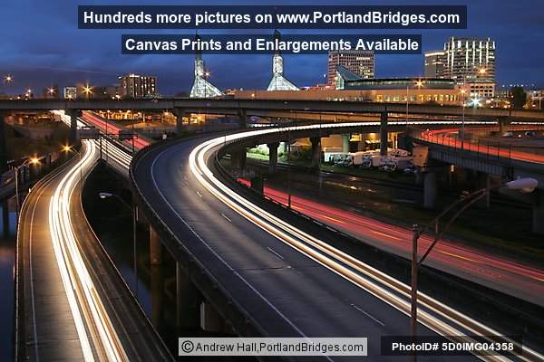 Freeway Lights, Oregon Convention Center, Dusk (Portland, Oregon)