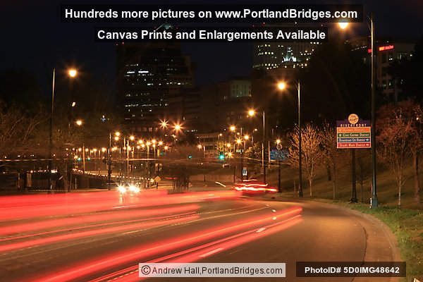 Memphis, Tennessee, dusk, car light streaks