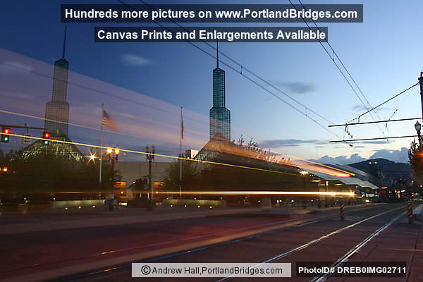 Long Exposure of MAX Train at Oregon Convention Center (Portland, Oregon)