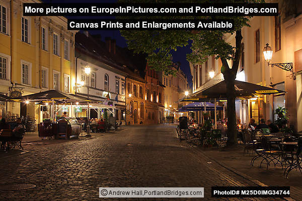 Pilies Street at Night, Vilnius