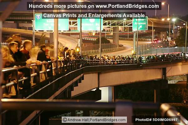 People watching July 4th Fireworks, 2006, from Morrison Bridge (Portland, Oregon)