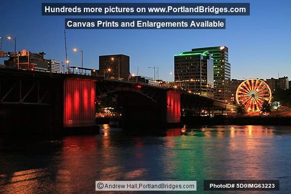 Morrison Bridge, Lit at Night, Rose Festival Ferris Wheel (Portland, OR)