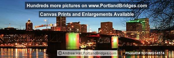 Morrison Bridge, Willamette River, Dusk (Portland, Oregon)