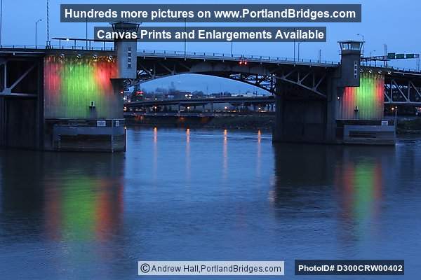 Morrison Bridge, Lighted, Dusk (Portland, Oregon)