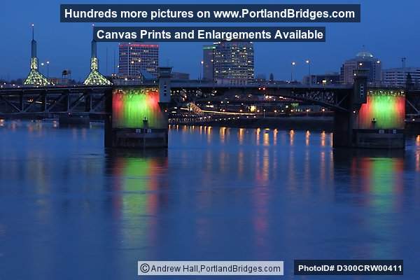 Morrison Bridge, Lighted, Dusk (Portland, Oregon)