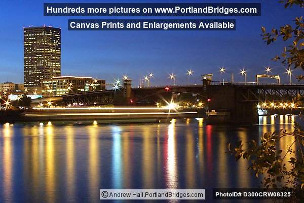 Portland Cityscape, Willamette River, Dusk, Long Exposure