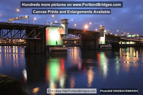 Morrison Bridge, Lighted, Dusk (Portland, Oregon)