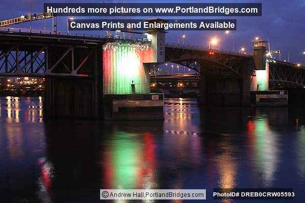 Morrison Bridge, Lighted, Dusk (Portland, Oregon)