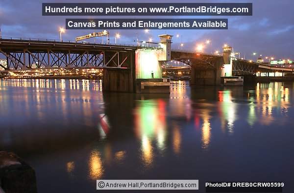 Morrison Bridge, Lighted, Dusk (Portland, Oregon)
