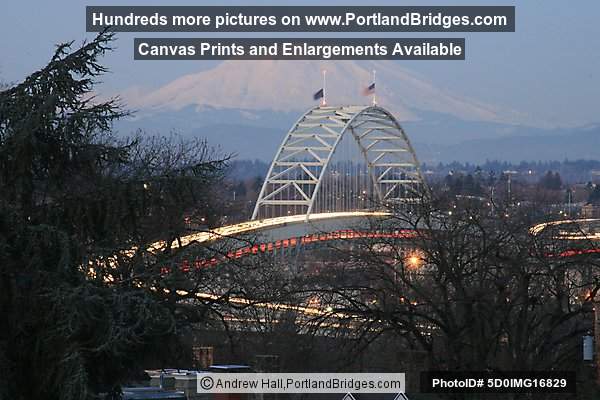 Fremont Bridge, Mt. St. Helens, Dusk (Portland, Oregon)