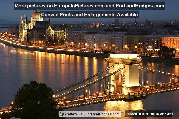 Budapest Chain Bridge, Danube River, Dusk