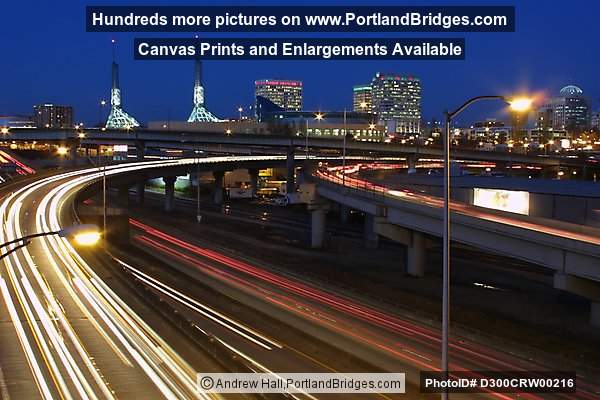 Oregon Convention Center, Dusk, Freeway Car Lights (Portland, Oregon)