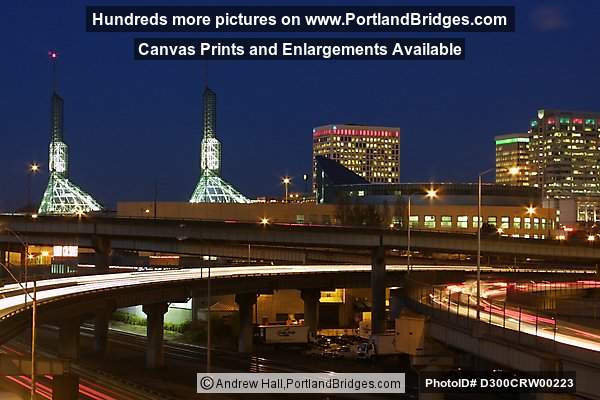 Oregon Convention Center, Dusk, Freeway Car Lights (Portland, Oregon)