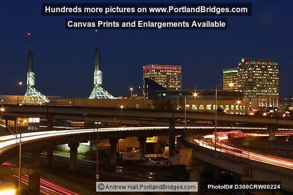 Oregon Convention Center, Dusk, Freeway Car Lights (Portland, Oregon)