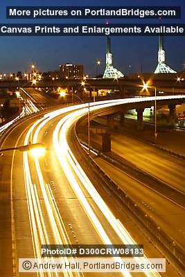 Oregon Convention Center, Freeway Light Streaks (Portland, Oregon)