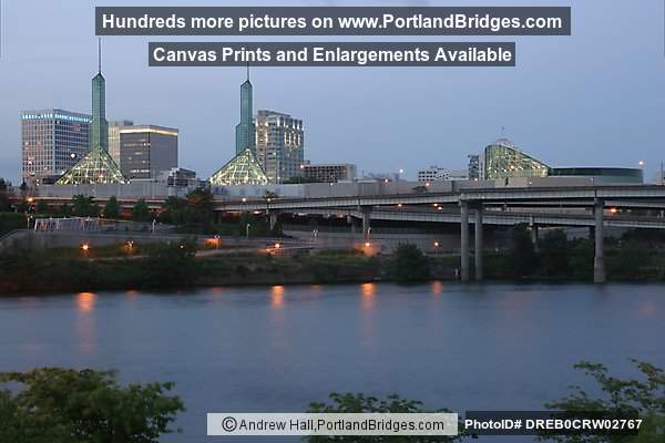Oregon Convention Center, Willamette River, Dusk (Portland, Oregon)