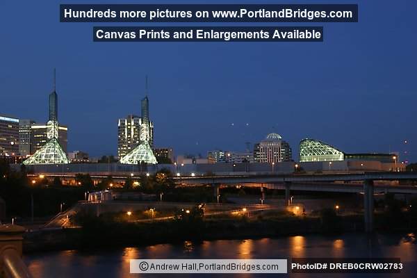 Oregon Convention Center, Willamette River, Dusk (Portland, Oregon)