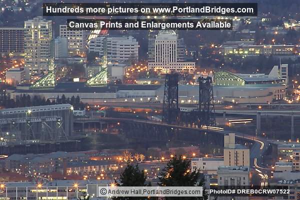 Steel Bridge, Oregon Convention Center, Dusk (Portland, Oregon)