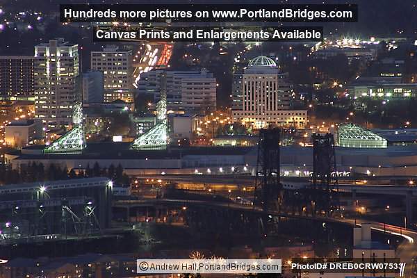 Steel Bridge, Oregon Convention Center, Dusk (Portland, Oregon)