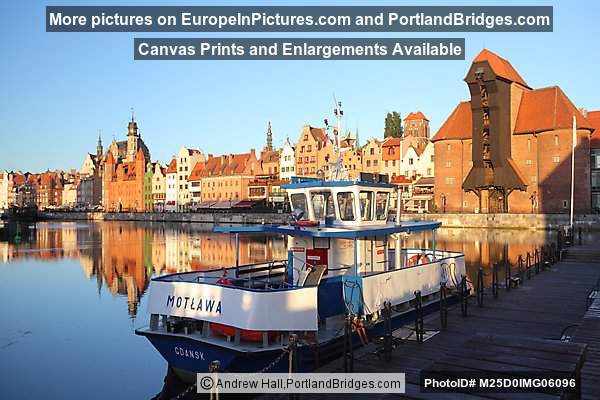 Gdansk, Poland Riverfront, Motlawa River, Boat