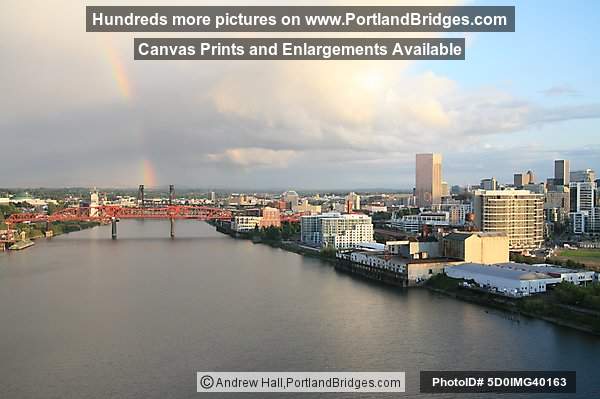 Portland from Fremont Bridge, Pearl District, Rainbow