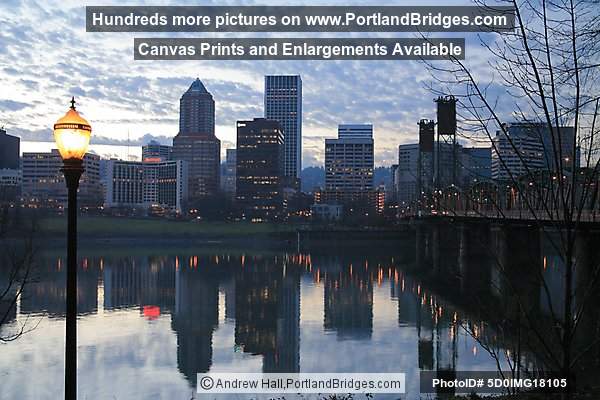 Portland Cityscape, reflections, dusk