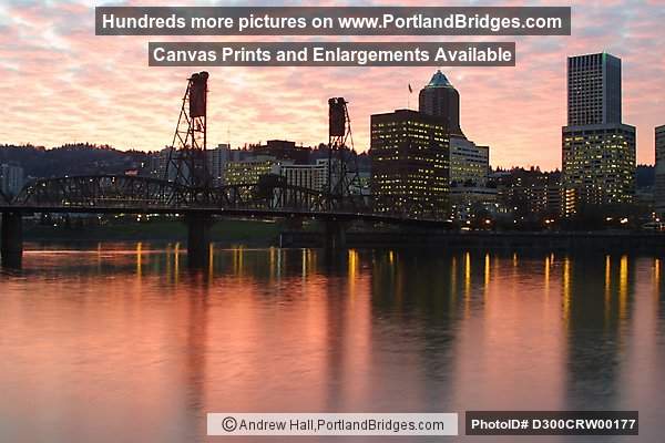 Portland Cityscape, Sunset, Orange Sky
