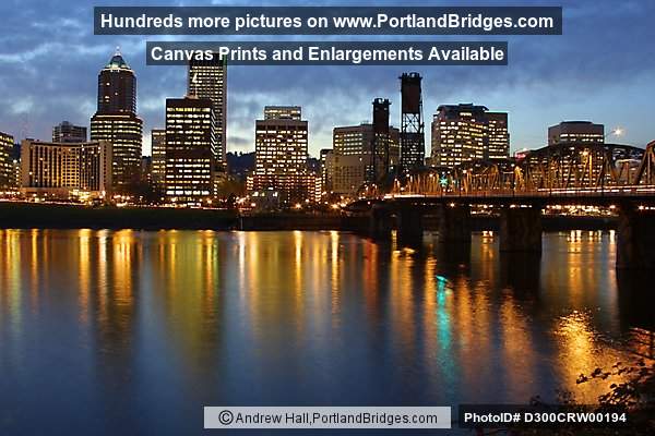 Portland Cityscape, Hawthorne Bridge, Dusk Photo D300CRW00194