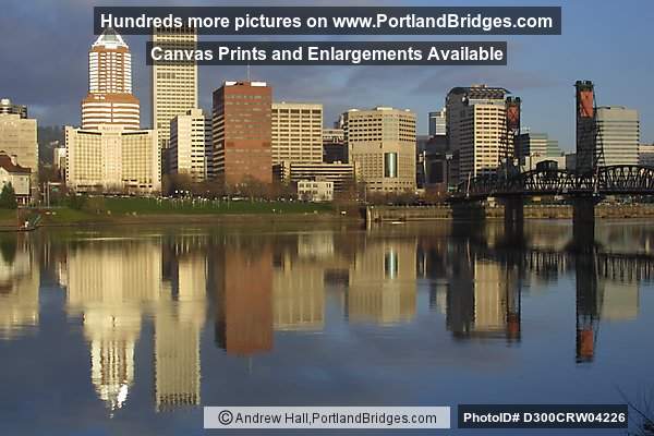 Portland Cityscape and Hawthorne Bridge, Early Morning