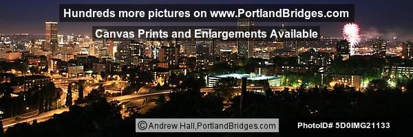 Portland Cityscape, Fireworks, July 4 2007